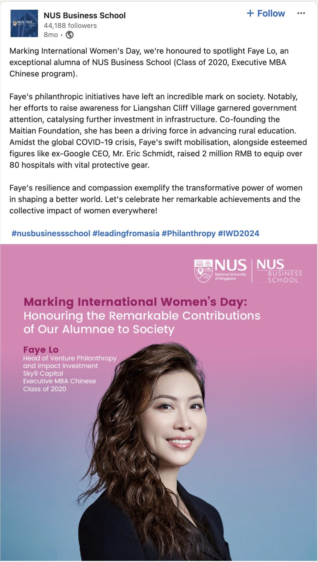 Celebrating International Women’s Day: Spotlight on Faye Lo, NUS Business Alumna